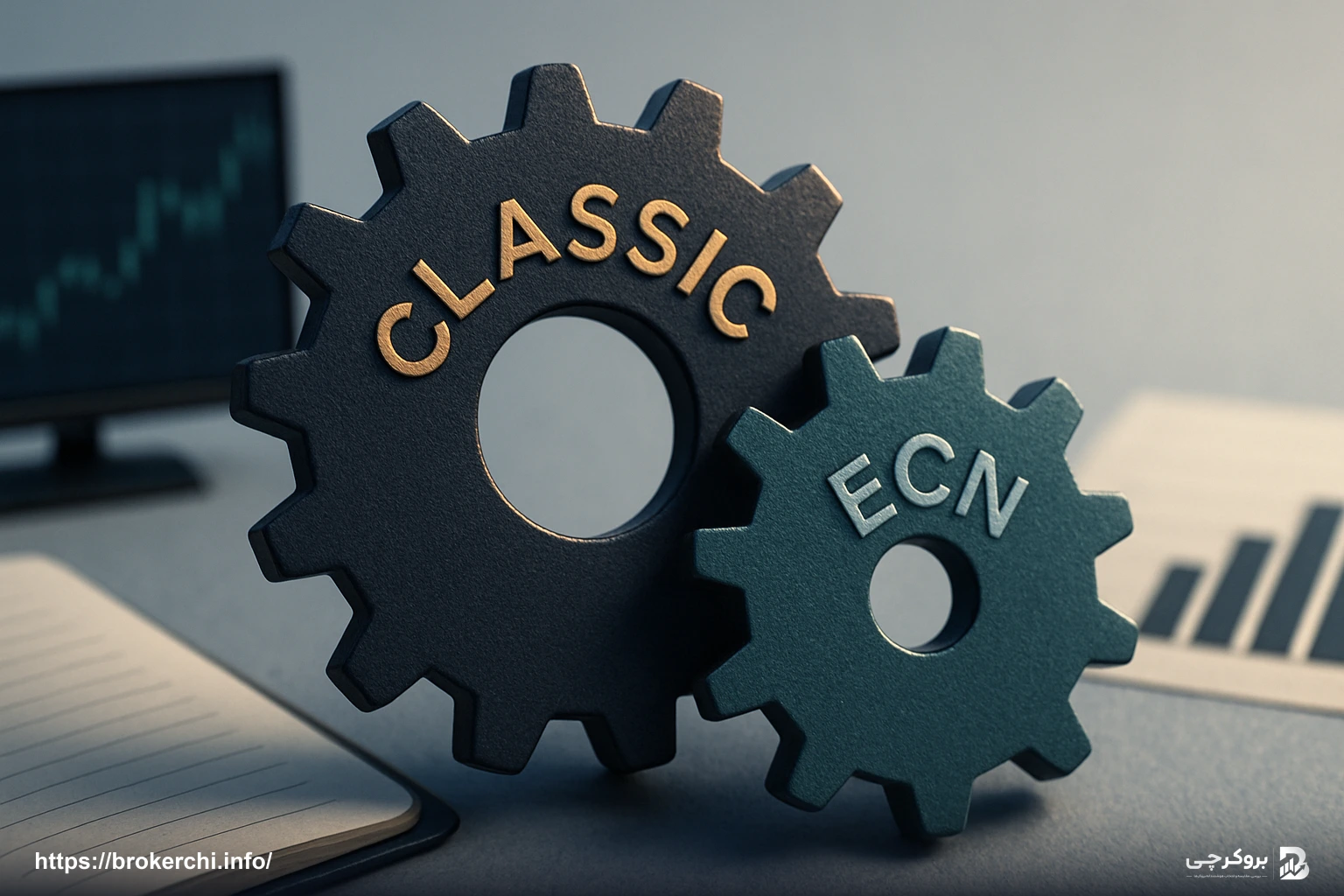چرخ‌دنده‌های Classic و ECN که حجم ماهانه را در تصمیم‌گیری نشان می‌دهند.